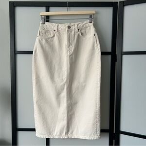 [26] Reformation Jayde High Rise Cream White Denim Midi Pencil Skirt w/Back Slit